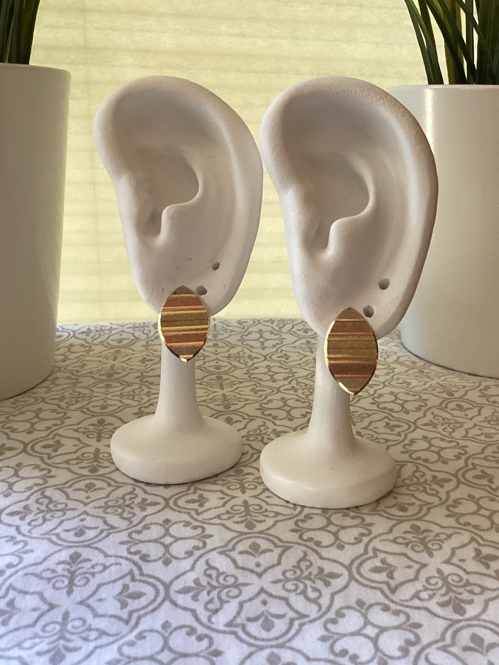Tri-Gold Brushed Earrings